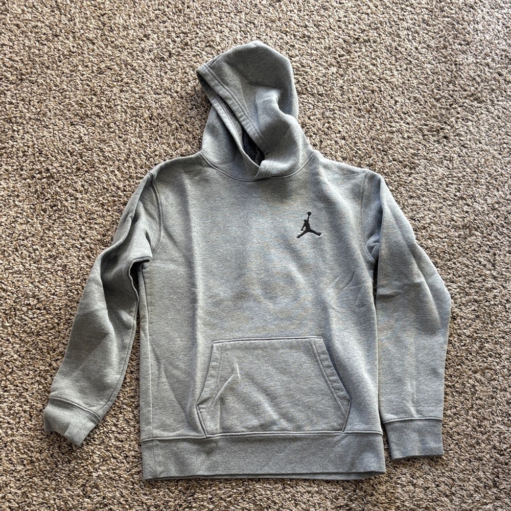 Jordan Gray Hoodie with Red Logo